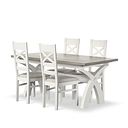 Brompton Painted Acacia and Ash Top Extending Dining Table + 4 Brompton Painted Acacia Dining Chairs with Plain Grey Fabric Seat Pads