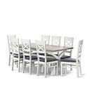 Brompton Painted Acacia & Ash Top Dining Table + 8 Brompton Painted Dining Chairs with Heritage Granite Velvet Seat