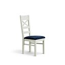 Brompton Painted Acacia Dining Chair with a Brooklyn Hummingbird Blue Crushed Chenille Seat