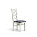 Brompton Painted Acacia Dining Chair with a Checked Slate Grey Fabric Seat