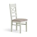 Brompton Painted Acacia Dining Chair with a Dappled Beige Fabric Seat