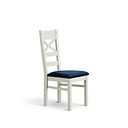 Brompton Painted Acacia Dining Chair with a Heritage Royal Blue Velvet Seat
