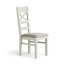 Brompton Painted Acacia Dining Chair with a Plain Grey Fabric Seat
