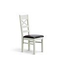 Brompton Painted Acacia Dining Chair with a Vintage Black Leather Look Fabric Seat