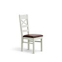 Brompton Painted Acacia Dining Chair with a Vintage Brown Leather Look Fabric Seat