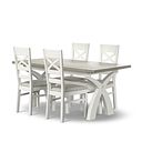 Brompton Dining Table + 4 Brompton Dining Chairs with Plain Grey Fabric Pads