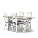 Brompton Dining Table + 4 Brompton Dining Chairs with Dappled Silver Fabric Pads