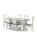 Brompton Dining Table + 6 Brompton Dining Chairs with Dappled Silver Fabric Pads