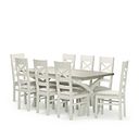 Brompton Painted Acacia and Ash Top 5ft 11" Table with 8 Brompton Chairs with Plain Truffle Fabric Pads