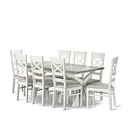 Brompton Dining Table + 8 Brompton Dining Chairs with Plain Grey Fabric Pads