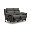 Brunel 2 Seater Recliner Sofa with Speakers in Elephant Grey Leather