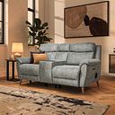 Brunel 2 Seater Recliner Sofa, Smart Screen & Speakers in Marble Silver Fabric