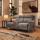 Brunel 2 Seater Recliner Sofa, Smart Screen & Speakers in Oyster Leather