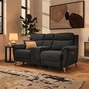 Brunel 2 Seater Recliner Sofa, Smart Screen & Speakers in Storm Leather