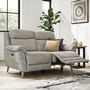 Brunel 2 Seater Recliner Sofa with Adjustable Power Headrest and Lumbar Support in Dexter Stone Fabric