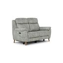 Brunel 2 Seater Recliner Sofa with Adjustable Power Headrest and Lumbar Support in Marble Silver Fabric