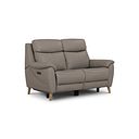 Brunel 2 Seater Recliner Sofa with Adjustable Power Headrest and Lumbar Support in Oyster Leather