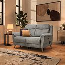 Brunel 2 Seater Recliner Sofa with Speakers in Dexter Stone Fabric