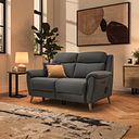 Brunel 2 Seater Recliner Sofa with Speakers in Elephant Grey Leather
