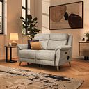 Brunel 2 Seater Recliner Sofa with Speakers in Marble Cream Fabric