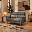 Brunel 2 Seater Recliner Sofa with Speakers in Marble Mink Fabric