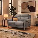 Brunel 2 Seater Recliner Sofa with Speakers in Oyster Leather