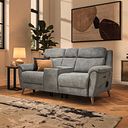 Brunel 2.5 Seater Recliner Sofa, Smart Screen & Speakers in Dexter Stone Fabric