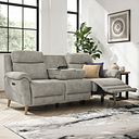 Brunel 3 Seater Electric Recliner Sofa with Multifunctional Middle Seat in Dexter Stone Fabric