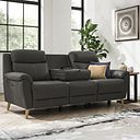 Brunel 3 Seater Electric Recliner Sofa with Multifunctional  Middle Seat in Storm Leather