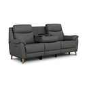 Brunel 3 Seater Electric Recliner Sofa with Multifunctional Middle Seat in Elephant Grey Leather