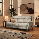 Brunel 3 Seater Recliner Sofa with Speakers in Marble Cream Fabric