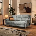 Brunel 3 Seater Recliner Sofa with Speakers in Marble Silver Fabric