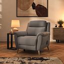 Brunel Electric Recliner Armchair with Speakers in Oyster Leather