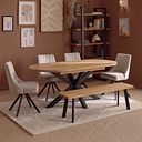 Cam Natural Solid Oak and Metal Bench 160cm