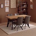Cambridge Natural Solid Oak Rectangle Dining Table with 4 Mia Chairs in Cedar Fabric