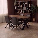 Camford Walnut Stained Solid Oak Boat Extending Dining Table with Cross Bar Legs