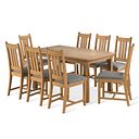 Canterbury Extending Dining Table and 8 Classic Natural Oak Chair with Verona Mocha Fabric