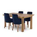 Canterbury Natural Oak Extending Dining Table + 4 Marlene Chairs with Oak Legs in Midnight Velvet