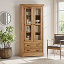 Canterbury Natural Solid Oak Glazed Display Cabinet
