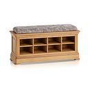 Canterbury Natural Solid Oak Shoe Storage with Plain Truffle Fabric Hallway Pad