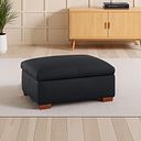 Carter Storage Footstool in Black Leather