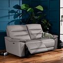 Carter 2 Seater Electric Recliner Sofa in Light Grey Leather