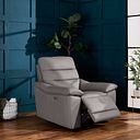 Carter Electric Recliner Armchair in Light Grey Leather