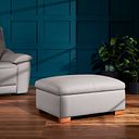 Carter Storage Footstool in Light Grey Leather