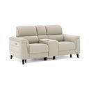 Cassius 2 Seater Power Recliner Console Sofa with Smart Screen and Speakers in Bella Barley White Fabric