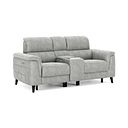 Cassius 2 Seater Power Recliner Console Sofa with Smart Screen and Speakers in Marble Silver Fabric