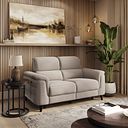 Cassius 2 Seater Power Recliner Sofa in Bella Latte Fabric