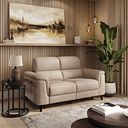 Cassius 2 Seater Power Recliner Sofa with Adjustable Power Headrests in Mushroom Leather
