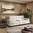 Cassius 2.5 Seater Power Recliner Console Sofa with Smart Screen and Speakers in Bone China Leather