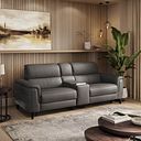 Cassius 2.5 Seater Power Recliner Console Sofa with Smart Screen and Speakers in Elephant Grey Leather